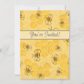 ミツバチが蜂蜜をブンブン飛ばす可愛い 招待状 (正面)