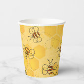 ミツバチが蜂蜜をブンブン飛ばす可愛い 紙コップ (正面)