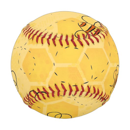 ミツバチが蜂蜜をブンブン飛ばす可愛い 野球ボール (正面)