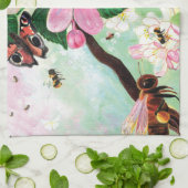 ミツバチその他の受粉者のための花の木 キッチンタオル (折り畳み)