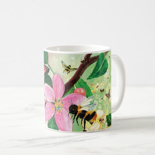 ミツバチその他の受粉者のための花の木 コーヒーマグカップ (正面右)