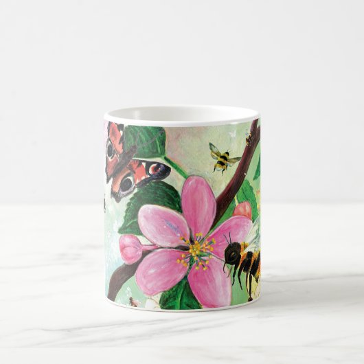 ミツバチその他の受粉者のための花の木 コーヒーマグカップ (中央)