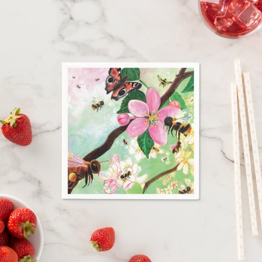 ミツバチその他の受粉者のための花の木 スタンダードカクテルナプキン (インサイチュ)