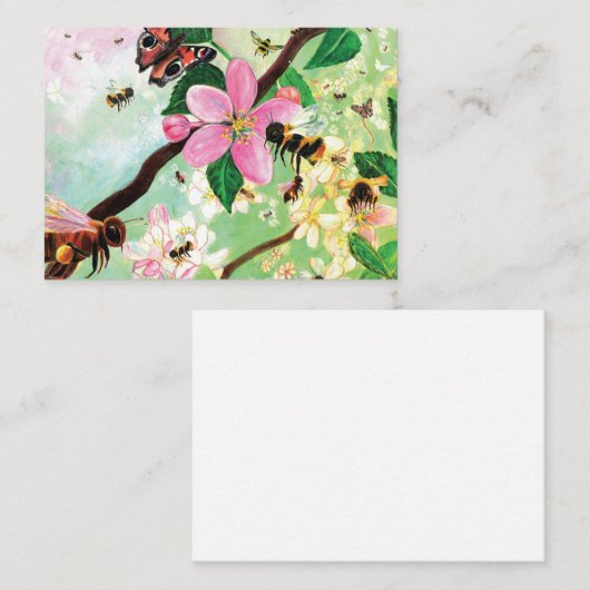 ミツバチその他の受粉者のための花の木 ノートカード (正面/裏面)