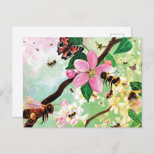 ミツバチその他の受粉者のための花の木 ポストカード (正面/裏面)