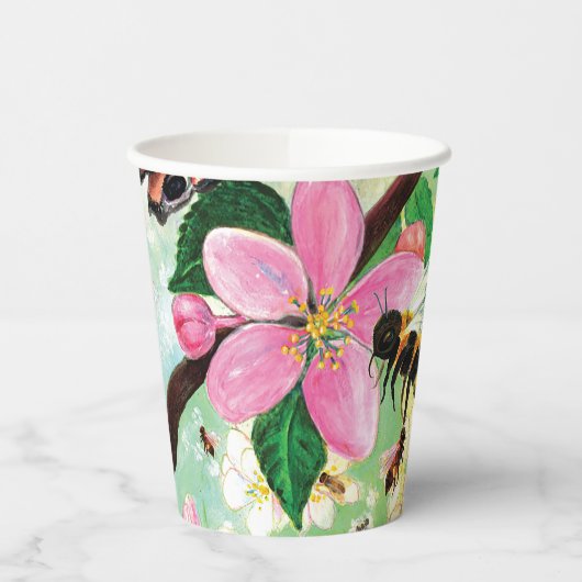 ミツバチその他の受粉者のための花の木 紙コップ (左)
