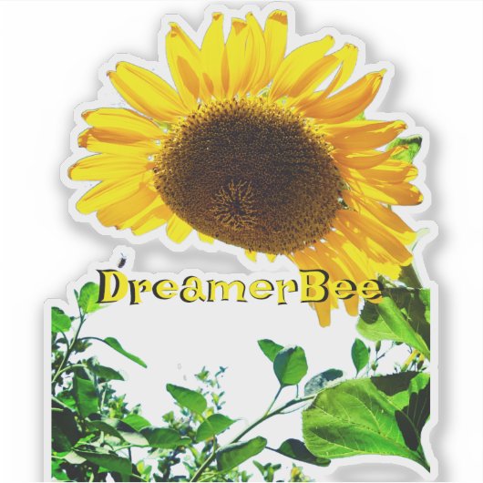 ミツバチで切り抜いたヒマワリ シール (正面)