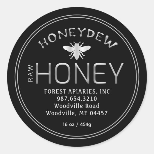 ミツバチで黒いハネ露の森ハニーシルバー ラウンドシール (正面)