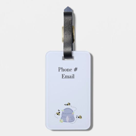 ミツバチとその巣箱 ラゲッジタグ (裏面縦)