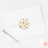 ミツバチとはちみつ六角形のシームレスパターン ラウンドシール (封筒)