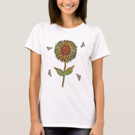 ミツバチとひまわりの女性用Tシャツ Tシャツ
