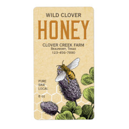 ミツバチとクローバーハニーラベル ラベル