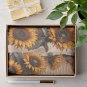 ミツバチとスクリプト付きひまわりフレーム 薄葉紙 (ギフト)