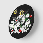 ミツバチとトビムシの自然アート ラウンド壁時計 (傾斜)