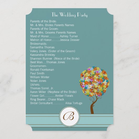 ミツバチとハートの花結婚式 プログラム (裏面)