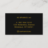 ミツバチとハート養蜂家アピールイエローブラック 名刺 (裏面)