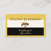 ミツバチとハート養蜂家アピールイエローブラック 名刺 (正面)