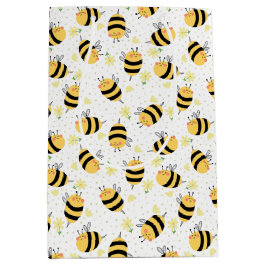 ミツバチとヒマワリ ミディアムペーパーバッグ