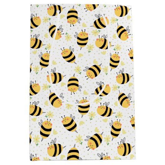 ミツバチとヒマワリ ミディアムペーパーバッグ (正面)