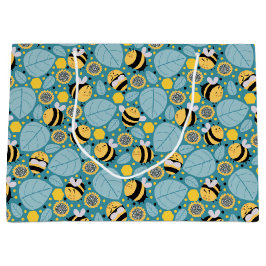 ミツバチとヒマワリ ラージペーパーバッグ