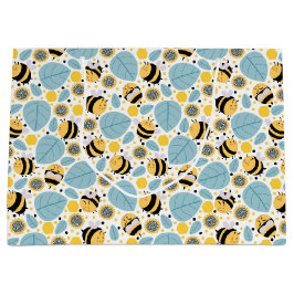 ミツバチとヒマワリ ラージペーパーバッグ