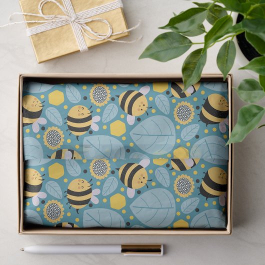 ミツバチとヒマワリ 薄葉紙 (ギフト)