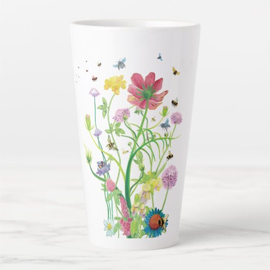 ミツバチとマルハナバチのための花々 カフェラテマグ (正面)