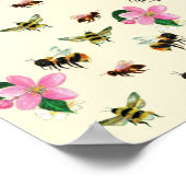 ミツバチとマルハナバチ & 果物の花 ポスター (角)