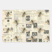 ミツバチとヴィンテージカタログ ラッピングペーパーシート (正面2)