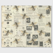 ミツバチとヴィンテージカタログ ラッピングペーパー (フラット)