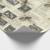 ミツバチとヴィンテージカタログ ラッピングペーパー (角)