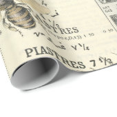 ミツバチとヴィンテージカタログ ラッピングペーパー (ロールコーナー)