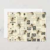 ミツバチとヴィンテージスタイルカタログ ポストカード (正面/裏面)