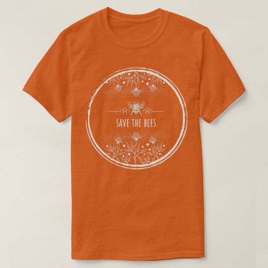 ミツバチと共に救クローバーの花 Tシャツ (デザイン正面)