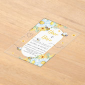 ミツバチと白い花スペインの性別が表示 アクリル招待状 (レイダウン)