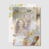 ミツバチと白い花スペインの性別が表示 ベラム紙招待状 (オフセット (カップル))