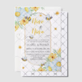 ミツバチと白い花スペインの性別が表示 ベラム紙招待状 (オフセット (招待状))