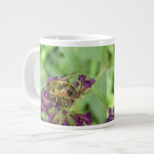 ミツバチと紫の花マグカップ ジャンボコーヒーマグカップ