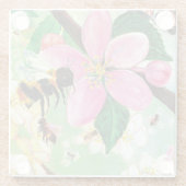 ミツバチと花樹イラストレーション三徳 ガラスコースター (裏面)