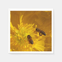 ミツバチと花紙ナプキン