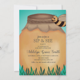 ミツバチと蜂蜜ポット園見る赤ちゃんシャワー 招待状