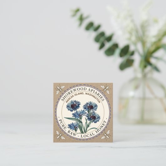 ミツバチと野花ハニークラフト名刺 スクエア名刺 (スタンド正面)