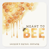 ミツバチのためのハニカム水彩ウェディングシャワー スクエアシール (正面)