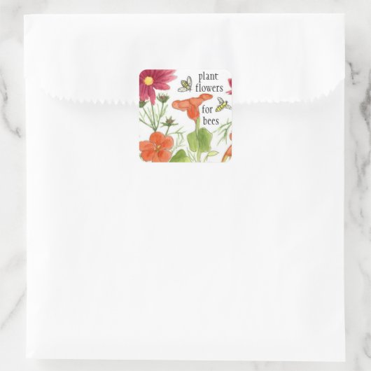 ミツバチのための植物の花Nasturtium花 スクエアシール (バッグ)