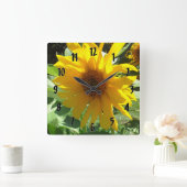 ミツバチのひまわり スクエア壁時計 (ホーム)