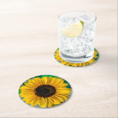 ミツバチのひまわり ラウンドペーパーコースター (インサイチュ)