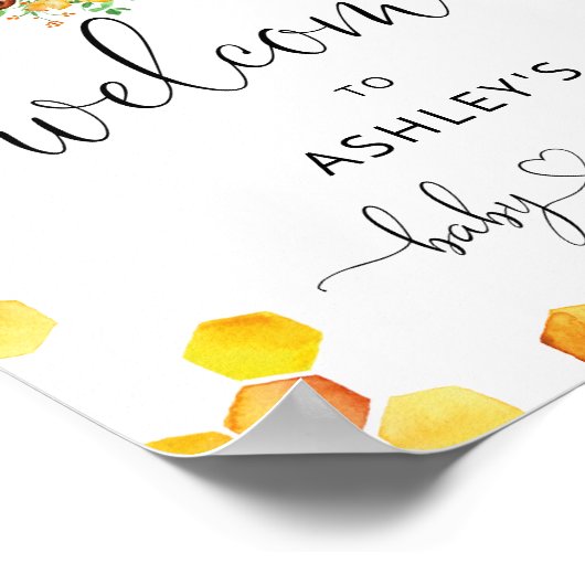 ミツバチのクマの赤ちゃんシャワーへようこそ ポスター (角)