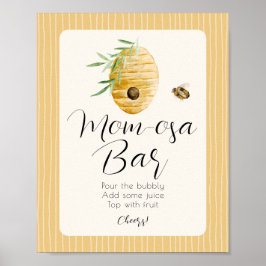 ミツバチのテーマのベビーシャワーテーブルサイン Mom-osa Bar Bee ポスター