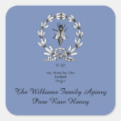 ミツバチのハニージャーのアピアレーベル |ピュアな生の蜂蜜 スクエアシール (正面)