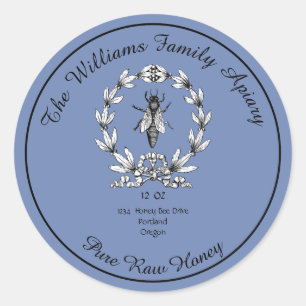 ミツバチのハニージャーのアピアレーベル ピュアな生の蜂蜜 ラウンドシール